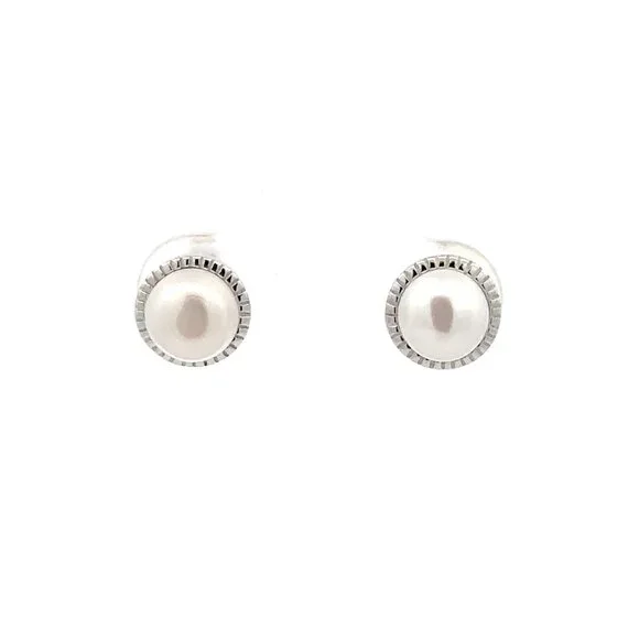 925 Sterling Silver Stud Earrings Freshwater Pearl - Picture 5 of 8